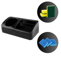 Kit porta detergente esponjas amarela e azul