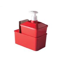 Kit Porta Detergente Quadrado Com Rodinho Vermelho Plasútil