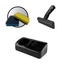 Kit Porta Detergente Rodinho De Pia Esponjas Amarela e Azul