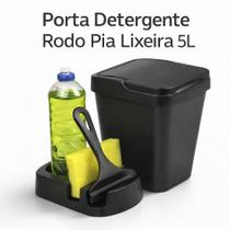 Kit Porta Detergente Rodo Pia Lixeira 5L Plástico Resistente Organizador Cozinha 3 Peças Kit Porta Detergente Rodo Pia Lixeira 5L Plástico Resistente Organizador Cozinha 3 Peças