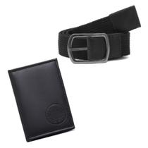 Kit Porta Documentos CNH RG Couro Divisorias Estampa Medalha São Bento e Cinto Gorgurão Reforçado