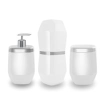 Kit Porta Escova Dente Cotonete Banheiro Saboneteira Bancada