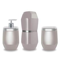 Kit Porta Escova Dente Cotonete Banheiro Saboneteira Bancada