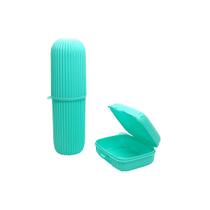 Kit Porta Escovas Com Tampa Para Viagem e Saboneteira Plasútil