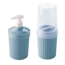 Kit porta escovas dental e pasta dispenser para sabonete liquido detergente álcool em gel lavabo pia