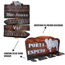 Kit Porta Espeto e Placa Cantnho do Churrasco Mdf Adesivado