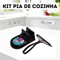 Kit Porta Esponja Bucha Detergente Dispenser Rodo Pia Cozinha Sabão Sanremo