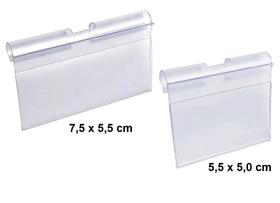 KIT Porta Etiqueta de Preço PVC transparente KIT 50 Peças - 7,5x5,5 cm e 5,5x5,0 cm - display gancho