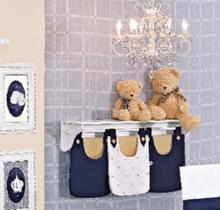 Kit Porta Fralda /treco Coroa Marinho Quarto Bebe 3 Peças
