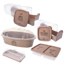 Kit porta frios, pães, manteiga e torrada 5 peças Plasutil