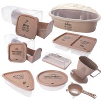 Kit porta frios, pães, manteiga, torrada, pizza, peneira e suporte de café 9 peças Plasutil