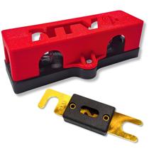 Kit porta fusível anl 3 vias c/ tampa + fusível faca grande para som automotivo Kit porta fusível anl 3 vias c/ tampa + fusível faca grande para som automotivo