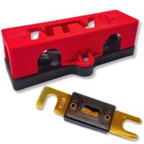 Kit porta fusível anl 3 vias c/ tampa + fusível faca grande para som automotivo