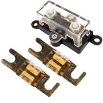 Kit Porta Fusível Caixa Acrílico Midi Universal Pequeno e Fusíveis Mini Faca Solar Ouro Modelo Anl Tecnoise Distribuidor