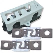 Kit porta fusível mega 3 vias com 2 fusíveis para som automotivo barramento Kit porta fusível mega 3 vias com 2 fusíveis para som automotivo barramento