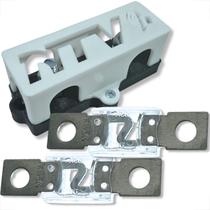 Kit porta fusível mega 3 vias com 2 fusíveis para som automotivo barramento