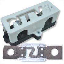 Kit porta fusível mega 3 vias com fusível para som automotivo barramento