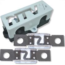 Kit porta fusível mega com 2 fusíveis 150 amperes para som automotivo barramento 3 vias