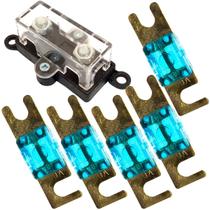Kit porta fusível midi e 5 fusíveis 60 amperes para som automotivo Kit porta fusível midi e 5 fusíveis 60 amperes para som automotivo