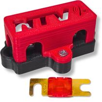 Kit porta fusível mini faca midi com tampa e fusível midi 50 amperes para som automotivo barramento