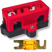 Kit porta fusível mini faca midi com tampa e fusível midi para som automotivo barramento 12 volts