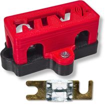 Kit porta fusível mini faca midi com tampa e fusível midi para som automotivo barramento 12 volts