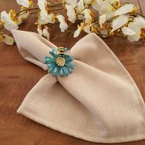 Kit porta Guardanapo mesa posta natal abelha flor azul 12 un