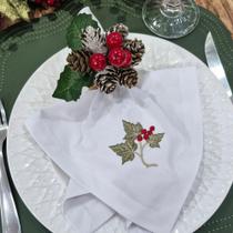 Kit Porta Guardanapo Natal Azevinho com Pinha 04 Peças