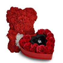 Kit Porta Joias Com Colar E Urso De Rosas Presente Vermelho Kit Porta Joias Com Colar E Urso De Rosas Presente Vermelho