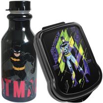 Kit Porta Lanche Garrafa 500ml Batman Escola Infantil