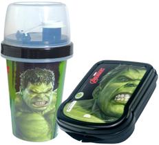 Kit Porta Lanche Shakeira 320ml Hulk Escola Infantil