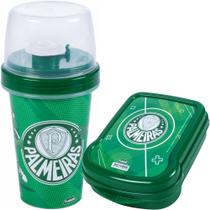 Kit Porta Lanche Shakeira 320ml Palmeiras Escola Infantil - Plasutil