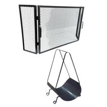 Kit Porta Lenhas com Tela Articulada Proteção Lareira Kit Porta Lenhas com Tela Articulada Proteção Lareira