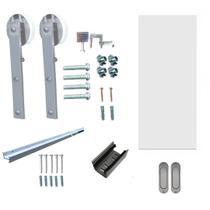 Kit Porta Madeira 0,80x2,10m Primer + Trilho Correr 1,60m Escovado + Brinde - 319900130 + KTL-160E