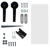 Kit Porta Madeira 0,80x2,10m Primer + Trilho Correr 1,60m Preto + Brinde - 319900130 + KTL-1602