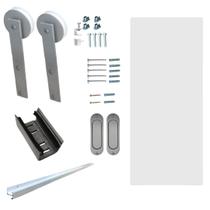 Kit Porta Madeira 1,00x2,10m Primer + Trilho Correr 2,00m Escovado + Brinde - 319900134 + KTL-200E