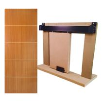 Kit Porta Madeira Frisada 4009 - 70x210 + Trilho Correr 1,40 Preto + Brinde - 319401693+KT-713P.14