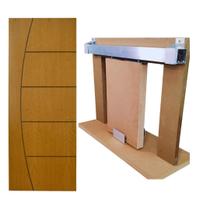 Kit Porta Madeira Frisada 4022 - 70x210 + Trilho Correr 1,40 Natural + Brinde - 319400199 + KT725