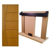 Kit Porta Madeira Frisada 4022 - 80x210 + Trilho Correr 1,60 Preto + Brinde - 319400201 + KT-713P.16