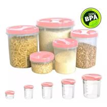 Kit Porta Mantimento Conjunto De Potes Tampa Com Rosca 5 Peças Rosa Uninjet Kit Porta Mantimento Conjunto De Potes Tampa Com Rosca 5 Peças Rosa Uninjet