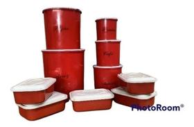 Kit Porta Mantimentos 10 Peças Rosa/ Jogo Plástico P Vermelh Kit Porta Mantimentos 10 Peças Rosa/ Jogo Plástico P Vermelh