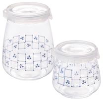 Kit porta mantimentos 1,1 litros e 1,9 litros azul Flip Plasutil