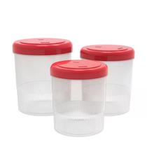 Kit Porta Mantimentos 3 Peças Tampa de Rosca Empilhável Plástico Resistente