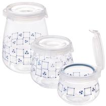 Kit porta mantimentos 700ml, 1,1 litros e 1,9 litros azul Flip Plasutil