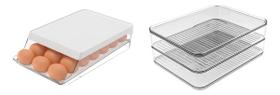 Kit Porta Ovos Bandeja 21 Uni + Porta frios duplo Ou Linha Clear Fresh