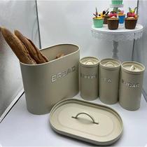 Kit Porta Pão Cinza + 3 Latas Mantimentos Design Elegante