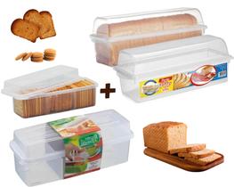 Kit Porta Pão + Pote De Torrada Plástico Vasilha C/ Tampa Kit Porta Pão + Pote De Torrada Plástico Vasilha C/ Tampa