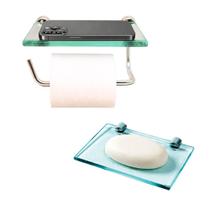 kit porta papel base + saboneteira reta