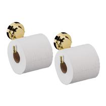 Kit Porta Papel Higiênico De Ventosa Banheiro Dourado Future