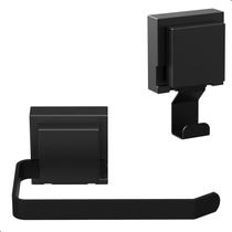 Kit Porta Papel Higiênico e Cabide Ventosa Preto UN.Max Kit Porta Papel Higiênico e Cabide Ventosa Preto UN.Max